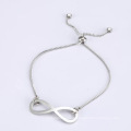 Infinity Charm Adjustable Chain Stylish Stainless Steel Bracelet Jewelry With Crystal